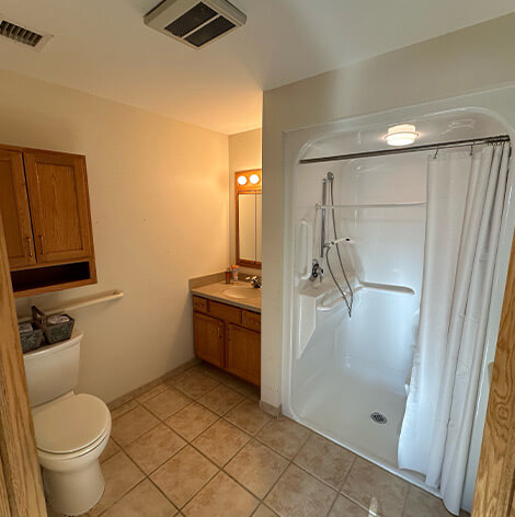 Assisted living apartment bathroom at Good Samaritan Society - Bloomfield.