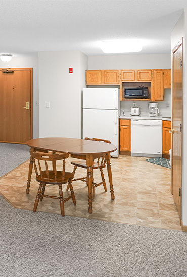 Full size kitchen available for respite care residents at Good Samaritan Society - Heritage Grove in East Grand Forks, Minnesota.