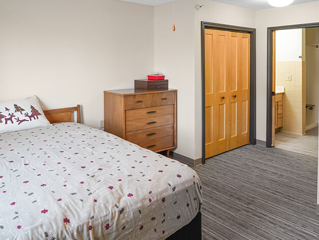 Primary bedroom in a 2-bedroom in the Maples building at Good Samaritan Society - Heritage Grove in East Grand Forks, MN