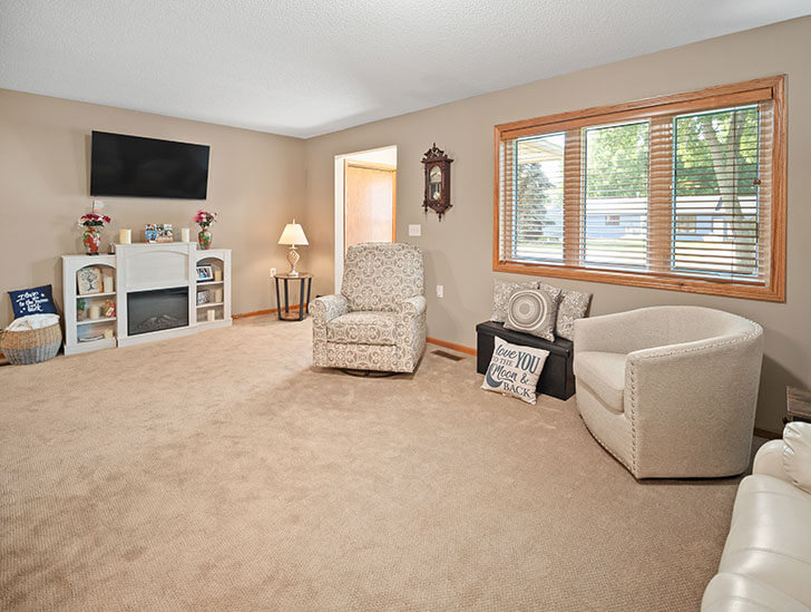 Independent living twin home living room at Good Samaritan Society - Sioux Falls Village