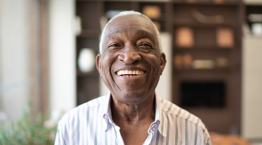 Senior African American man smiling