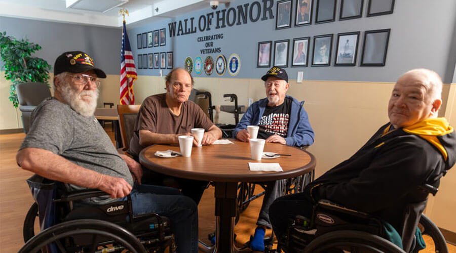 Military veterans living at Good Samaritan Society - Indianola include (from left) Jerry Gage, Harvey Lamb, Desel Caboth and John Vermace.